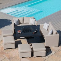 Maze Rattan Fuzion Cube Sofa Set with Fire Pit and Free Winter Cover 