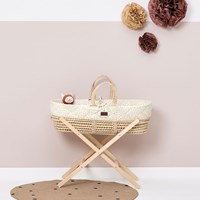 Little Green Sheep Natural Quilted Moses Basket with Mattress & Stand 