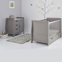 Obaby Stamford Classic Sleigh Cot Bed 2 Piece Nursery Set in Taupe Grey