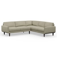 Hutch Rise Textured Weave 6 Seater Corner Sofa with Round Arms 