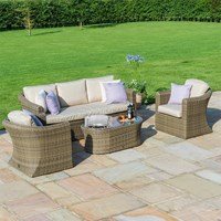 Maze Rattan Winchester 3 Seat Sofa Set with Fire Pit Coffee Table