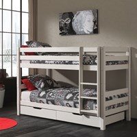 Vipack Pino Kids Bunk Bed in 3 Heights in White - Mid Bunk 