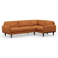 Hutch Rise Textured Weave 5 Seater Slim Corner Sofa with Round Arms 