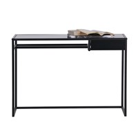 Teun Black Metal Desk with Drawer by Woood