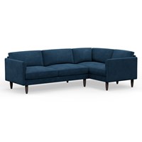 Hutch Rise Velvet 5 Seater Slim Corner Sofa with Curve Arms 