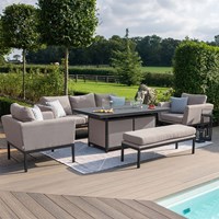 Maze Rattan Outdoor Fabric Pulse 3 Seat Sofa Set with Fire Pit Table and Free Winter Cover 