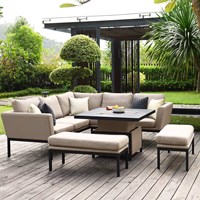 Maze Rattan Pulse Square Corner Dining Set with Rising Table and Free Winter Cover 