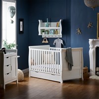 Obaby Stamford  Classic Sleigh Cot Bed 2 Piece Nursery Set in White