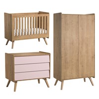 Vox Vintage 3 Piece Cot Nursery Furniture Set in a Choice of Oak or 5 Pastel Colours 