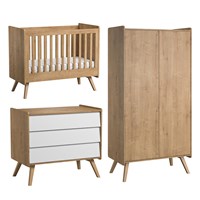 Vox Vintage 3 Piece Cot Nursery Furniture Set in a Choice of Oak or 5 Pastel Colours 