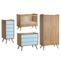 Vox Vintage 4 Piece Cot Nursery Furniture Set in a Choice of Oak or 5 Pastel Colours 