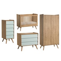 Vox Vintage 4 Piece Cot Nursery Furniture Set in a Choice of Oak or 5 Pastel Colours 