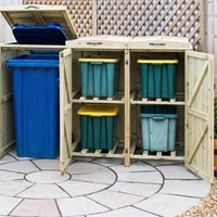 The Garden Village Superior FSC Wooden Wheelie Bin & Recycling Box Storage 
