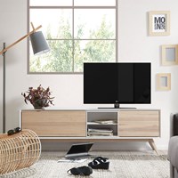 Quatre Wooden Tv Cabinet in White & Ash