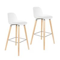 Zuiver Pair of Albert Kuip Retro Moulded Bar Stools in White