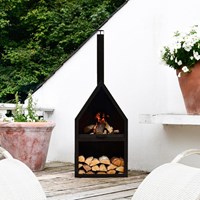Cooper Outdoor Fireplace with Log Store 