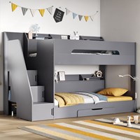 Flair Slick Staircase Bunk Bed Grey With Storage 