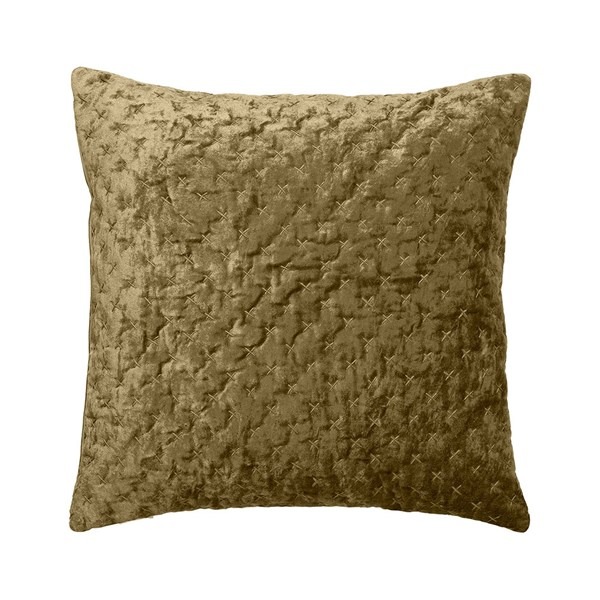 Velvet Embroidered Cushion in Mustard