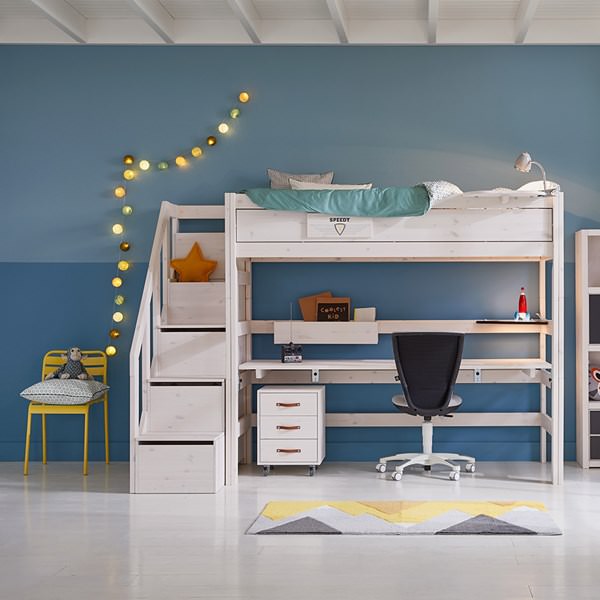 Child S Bed With Desk Underneath For, Bunk Bed With Desk And Drawers Underneath