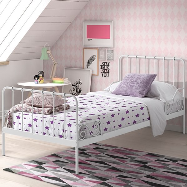 WH01 3FT, White Tuff Concepts Bedroom Modern Design Single Metal Bed Frame for Adult Children