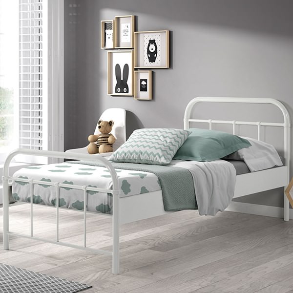 kids white single beds