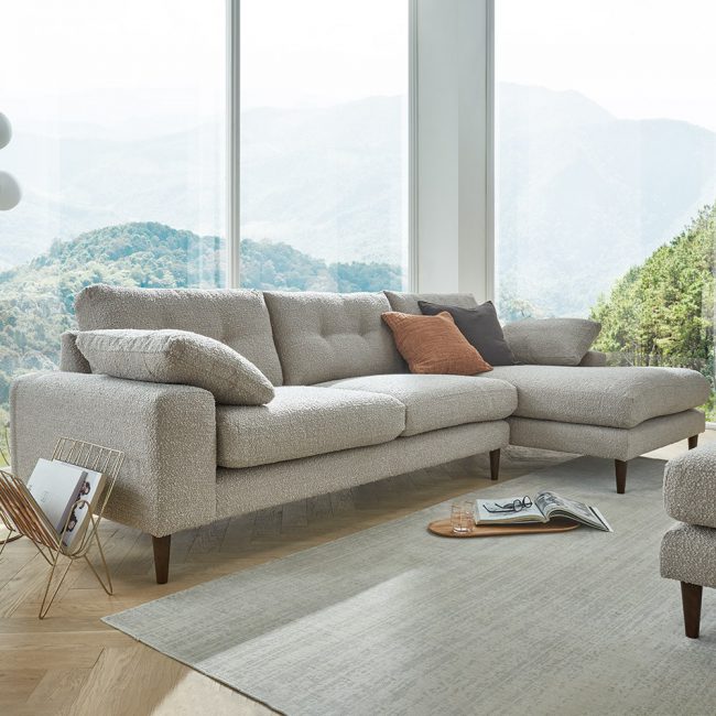 Alto-Mink-Boucle-Right-Hand-L-Shaped-Sofa-with-Walnut-Legs