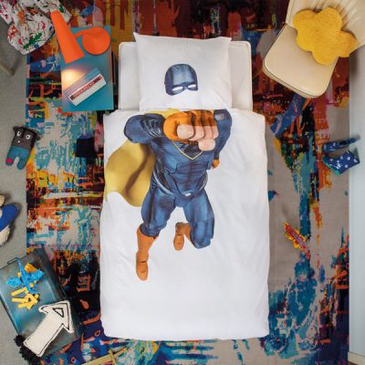 Blue-and-Orange-Superhero-Single-Bedding-Set