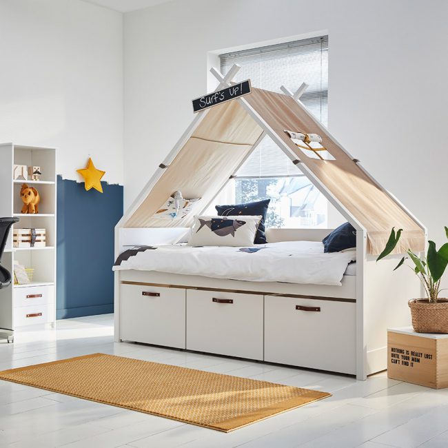 Childrens-Tipi-Cabin-Bed-with-Surf-Canopy-Tent-from-CoolKids