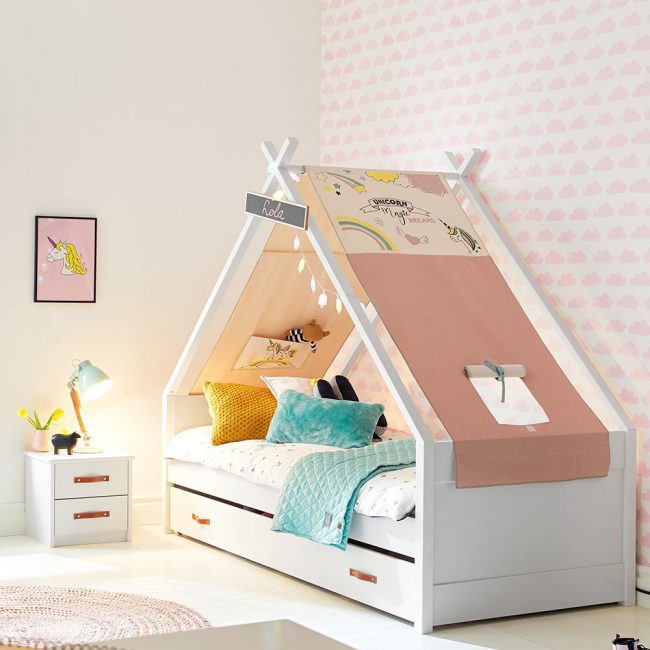 CoolKids-Little-Girl-Tipi-Bed-with-Trundle-Drawer