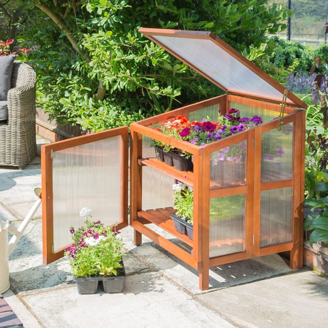 Hardwood-Coldframe-Small-Greenhouse-with-Clear-Panels