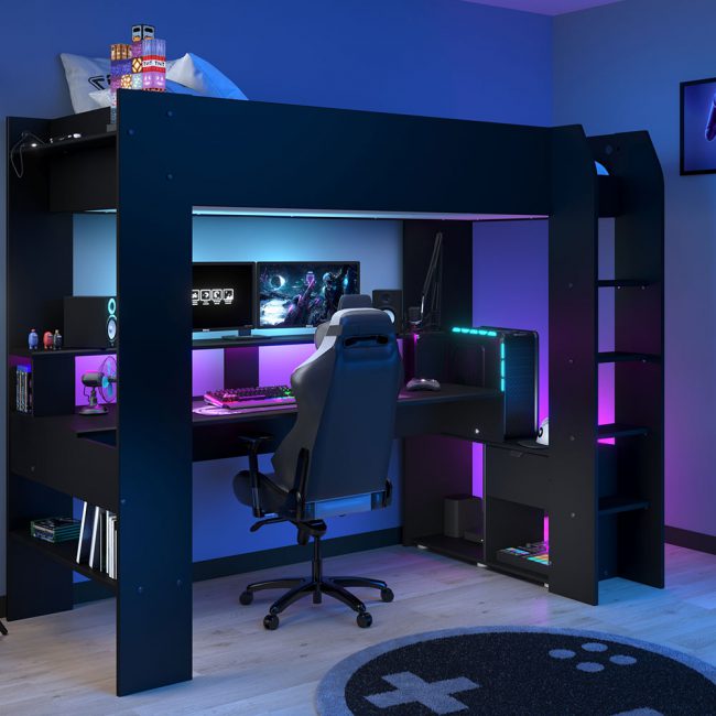 Kids-Avenue-Online-Gaming-High-Sleeper-With-Leds