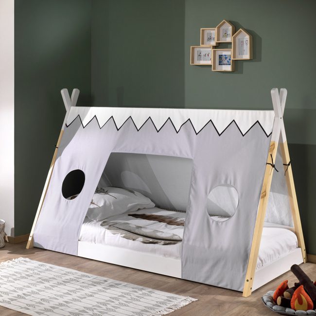 Kids-Tipi-Floor-Bed-with-Fabric-Canopy