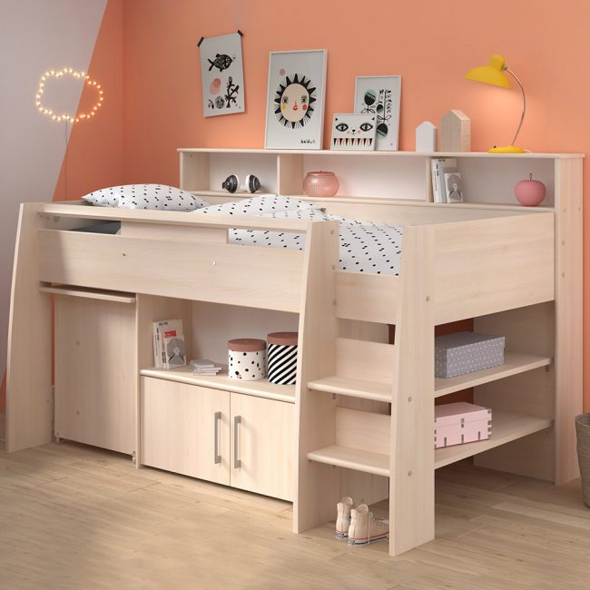 Kurt-Acacia-Mid-Sleeper-Kids-Bed-with-Desk-and-Storage-by-Parisot