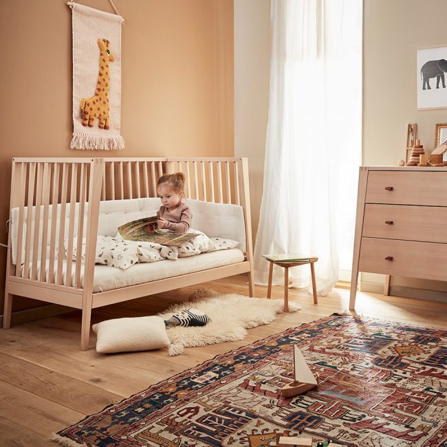 Leander-Linea-Beech-Cot-with-Matching-Drawer