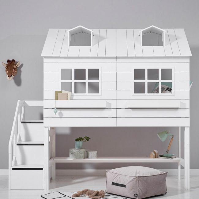 Lifetime-Lakehouse-Mid-Sleeper-Bed-in-White-with-Stairs