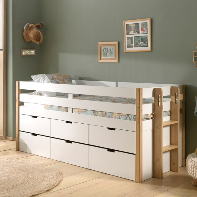 Margrit-Cabin-Bed-in-White-with-Storage-and-Trundle-Bed