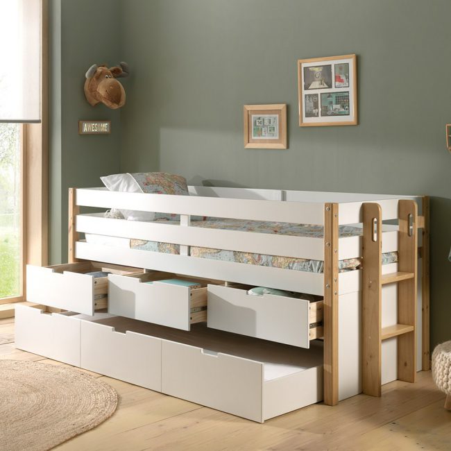 Margrit-Kids-Mid-Sleeper-Bed-with-Storage-Drawers-and-Trundle-Bed-Drawer