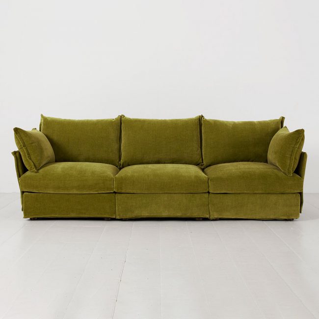 Model-06-Moss-Green-Chenille-3-Seater-Sofa-in-a-Box-from-Swyft