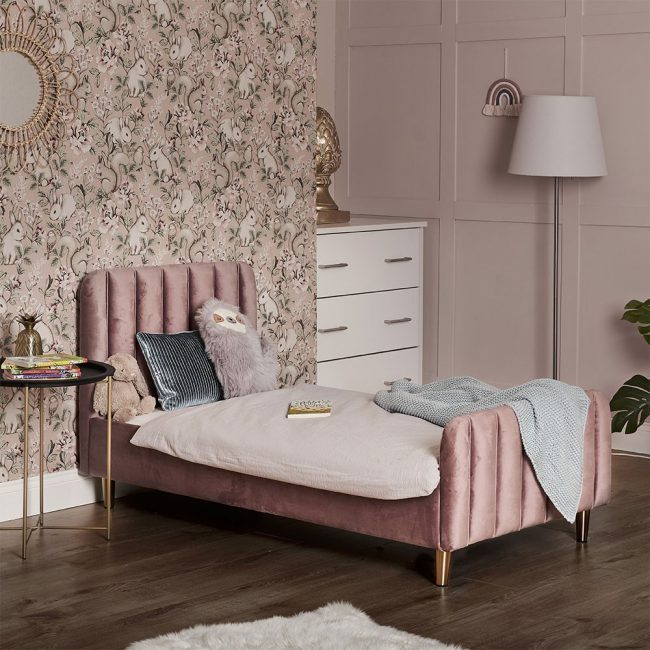 Obaby-Gatsby-Toddler-Bed-Pink-Velvet