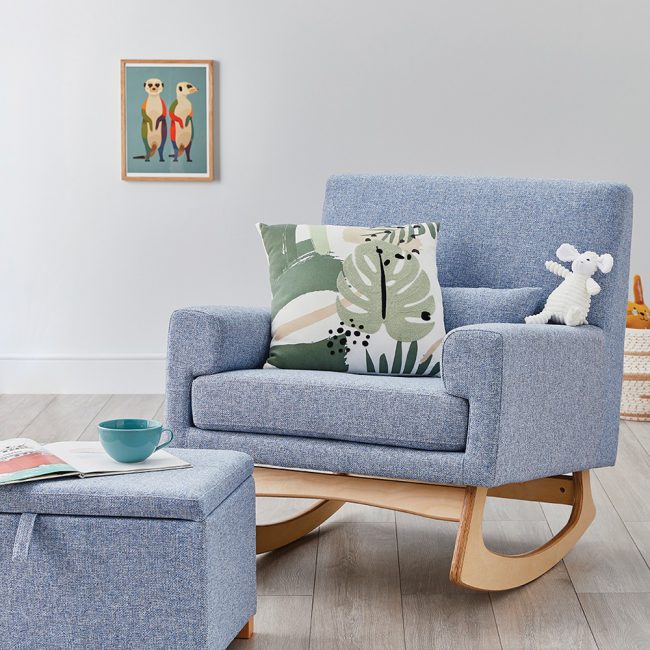 Ocean-Blue-Tweed-Nursery-Rocking-Chair