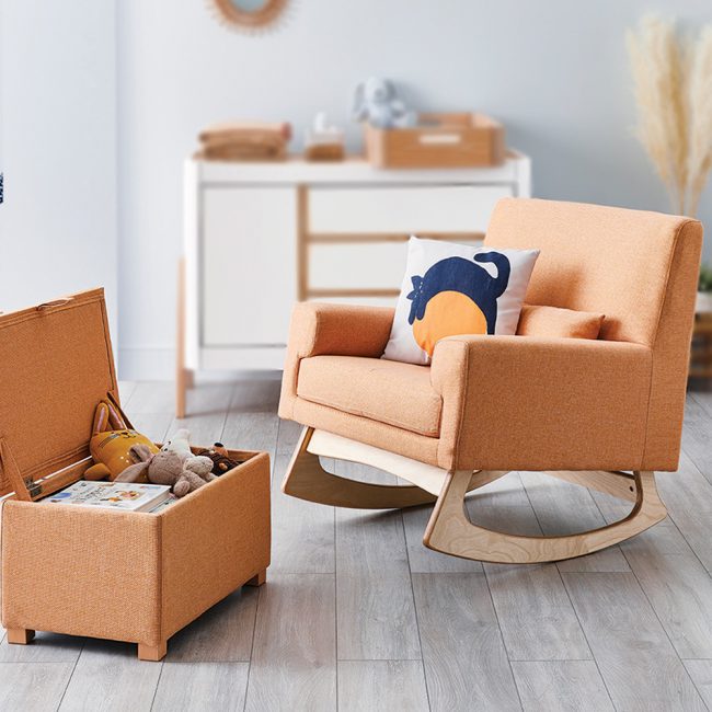 Ochre-Tweed-Nursing-Chair-with-Matching-Footstool