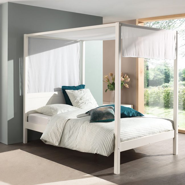 Pino-White-Double-Four-Poster-Bed-with-Canopy