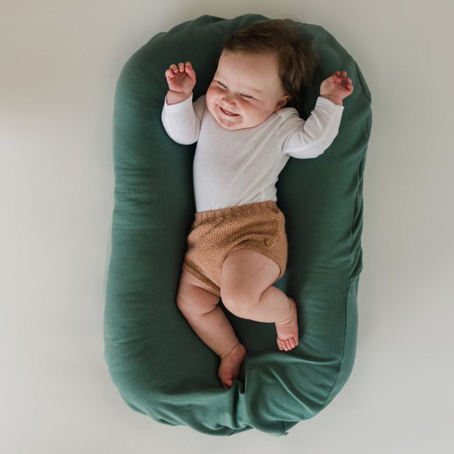 Snuggleme-Organic-Baby-Lounger-Cover-in-Moss-Green