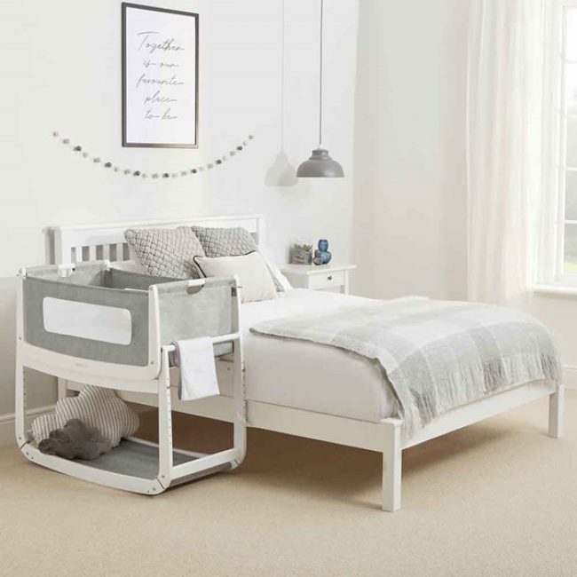 SnuzPod3-Bedside-Crib-with-Mattress-in-Dusk-Grey