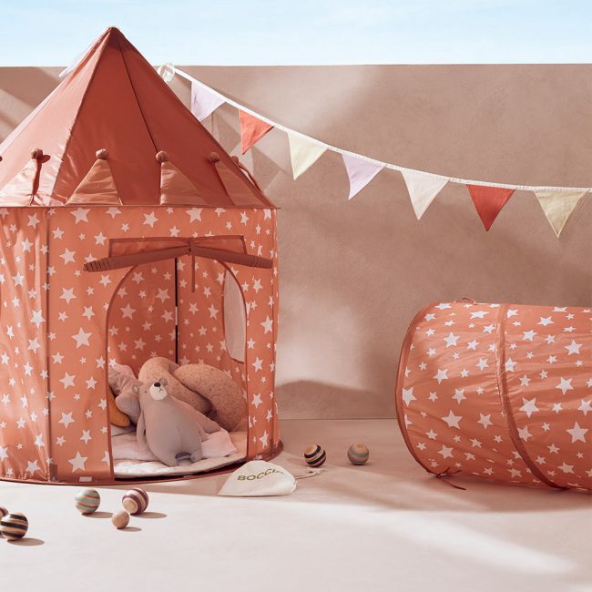 Star-Print-Rust-Coloured-Tunnel-Tent