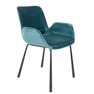 Velvet-Look-Upholstered-Chair-in-Petrol