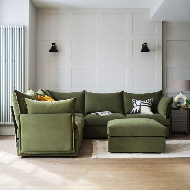 Vine-Green-Model-06-Velvet-Corner-Sofa-with-Ottoman-from-Swyft