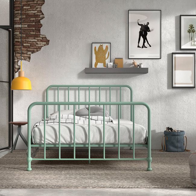Vipack-Bronxx-Olive-Green-Double-Metal-Bed-Frame