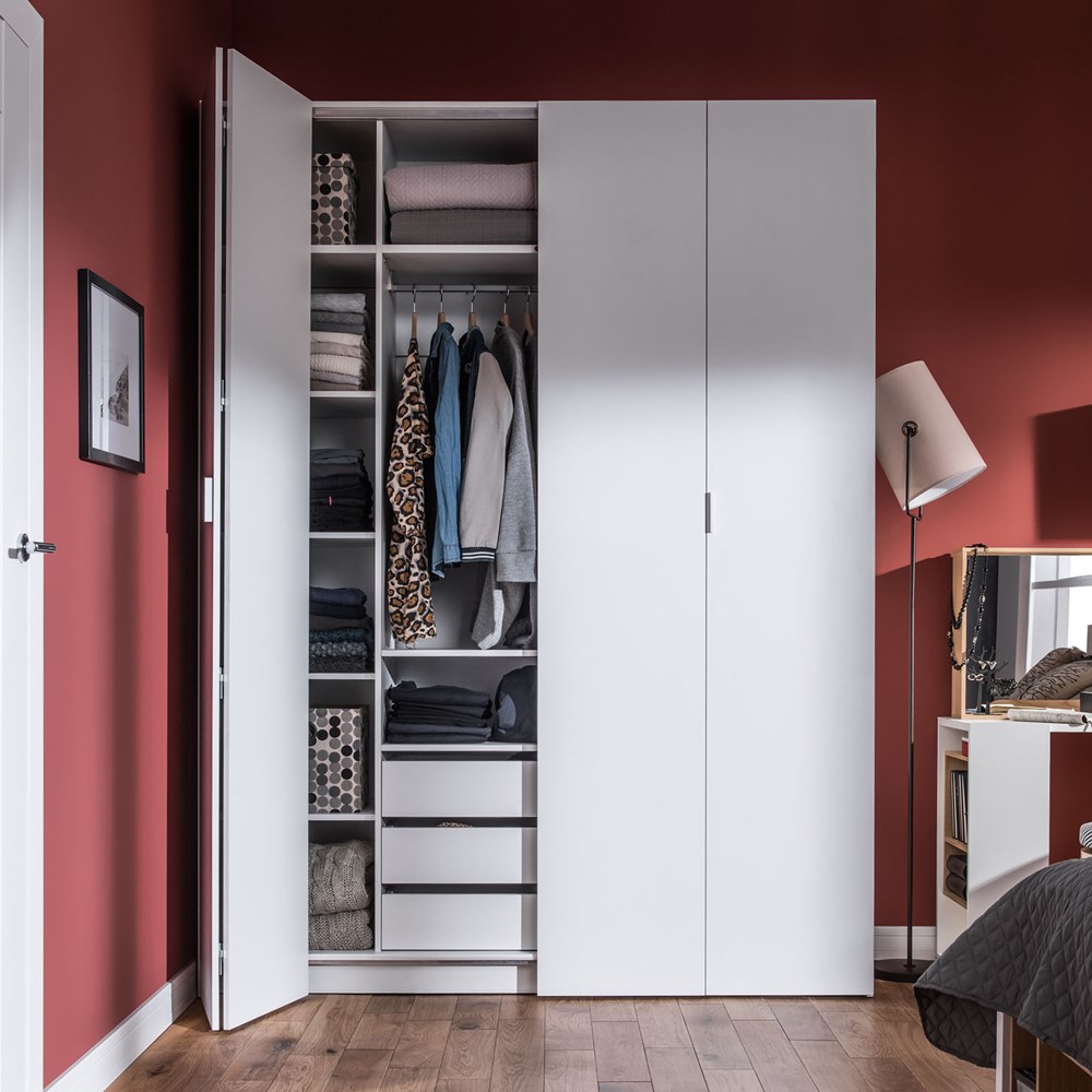 Vox 4you Bi Fold 4 Door Wardrobe With Built In Drawers In White