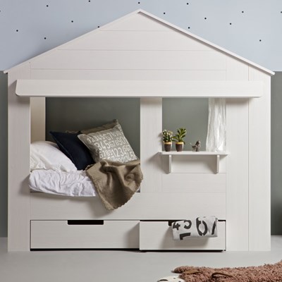 white cabin bed with storage